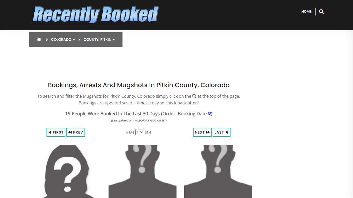 Bookings, Arrests and Mugshots in Pitkin County, Colorado - Recently Booked