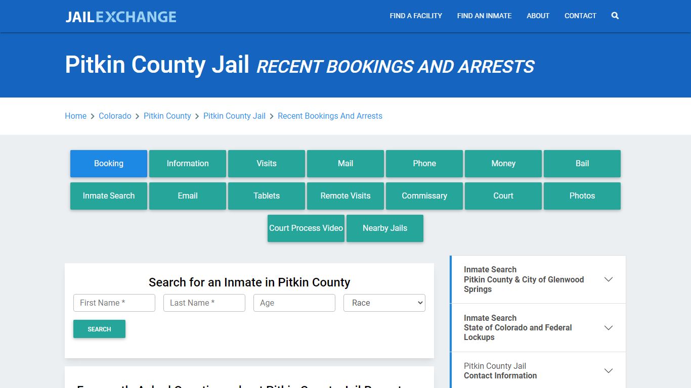 Pitkin County Jail Recent Bookings And Arrests - Jail Exchange