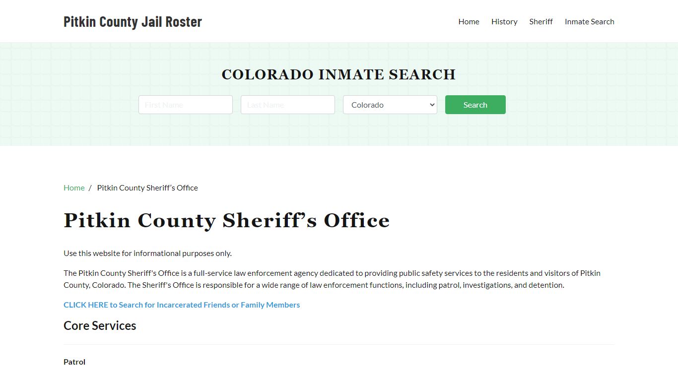 Pitkin County Sheriff Office, CO, Arrest Warrants Search